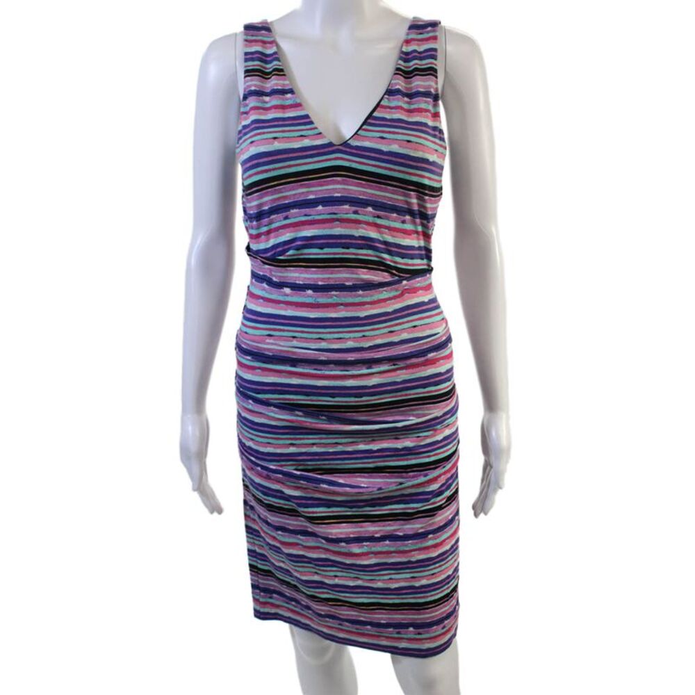 Nicole Miller Collection Womens Black Sheath Dress V-Neck Sleeveless Size S